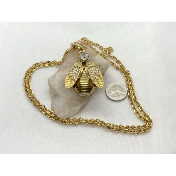 Ann Taylor Gold Tone‎ Bug Bee Fly Rhinestone Cable Chain Necklace 33'' Insect - Picture 3 of 8